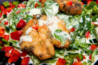Shrimp Cakes on Mache Salad